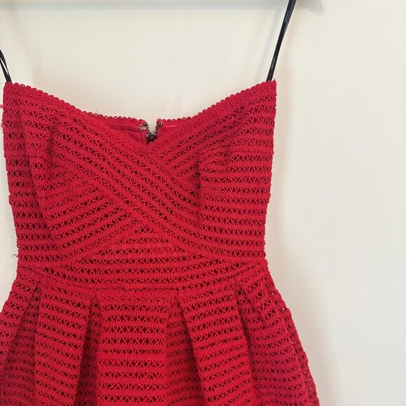 Forever 21 Red Textured Knit Strapless Mini Dress Fit and Flare Size S Cocktail - Picture 5 of 7